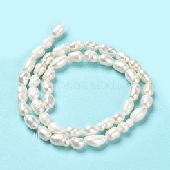 天然養殖淡水パールビーズ連売り  ライス  グレード2a+  パパイヤホイップ  6~12.5x5~6mm  穴：0.5mm  約44~45個/連  13.78インチ（35cm）&nbsp;PEAR-E016-152