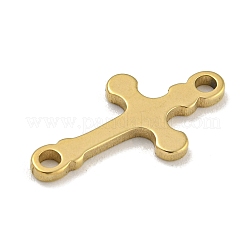 イオンプレーティング（IP）201ステンレススチールコネクタチャーム  宗教クロスリンク  18KGP本金メッキ  17.5x9x1mm  穴：1.6mm&nbsp;STAS-S146-08G