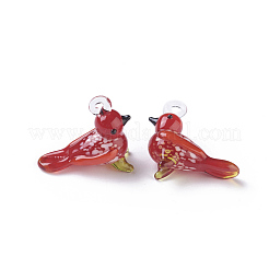 手作りランプワークペンダント  鳥  レッド  27~29x12~13x24~27mm  穴：2~4mm&nbsp;LAMP-L075-079