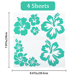 防水ペット粘着ステッカー車のステッカー  DIYの車の装飾  hibiscus rosa-sinensis  ターコイズ  205x200x0.5mm&nbsp;DIY-WH0240-07B