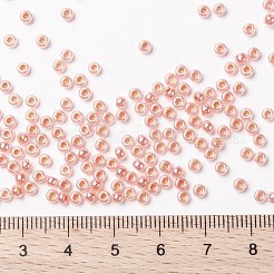MIYUKIラウンドロカイユビーズ  日本製シードビーズ  （rr539)サーモンセイロン  8/0  3mm  穴：1mm  約19000~20500個/ポンド&nbsp;SEED-G008-RR0539
