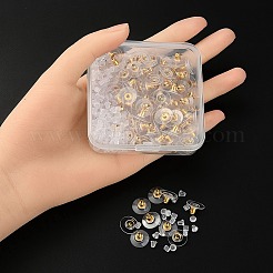 300Pcs 3 Style Brass & Plastic Ear Nuts&nbsp;FIND-YW0002-17G