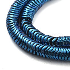 電気めっき合成非磁性ヘマタイト ビーズ 連売り  ウェーブディスク  ブルーメッキ  6x1mm  穴：0.9mm  約364個/連  15.75''（40センチメートル）&nbsp;G-B132-A01-01F