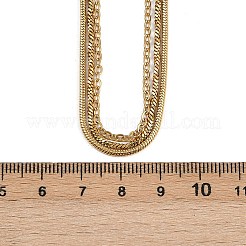 304ステンレススチール製スネークチェーン3層ネックレス（女性用）  ゴールドカラー  15.75インチ（40cm）  1.5~2 mm幅&nbsp;NJEW-A057-02D-G