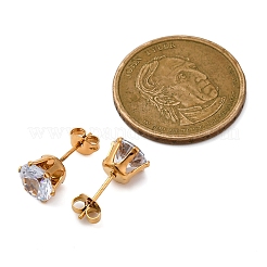 304 Stainless Steel Micro Pave Clear Cubic Zirconia Stud Earrings&nbsp;EJEW-P299-01E-G