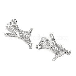 真鍮チャーム  槌目模様の犬のチャーム  プラチナメッキ  11x16x5.5mm  穴：1mm&nbsp;KK-CBA61F8-02P