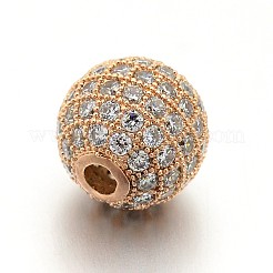 CZ Brass Micro Pave Cubic Zirconia Round Beads&nbsp;ZIRC-L017-01RG