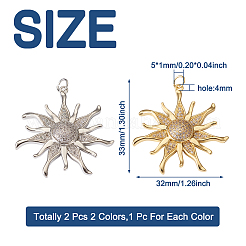 2Pcs 2 Colors Brass Micro Pave Clear Cubic Zirconia Pendants&nbsp;ZIRC-PJ0001-09
