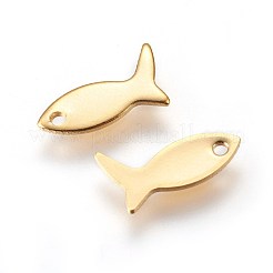 ステンレススチールチャーム201個  魚  ゴールドカラー  6.5x11.5x0.5mm  穴：1mm&nbsp;STAS-E447-09G