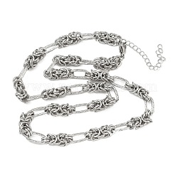 6mm 304ステンレススチール製テクスチャード加工ビザンチンチェーンネックレス（女性用）  変色なし  ステンレス鋼色  17.32インチ（44cm）&nbsp;NJEW-G201-06P