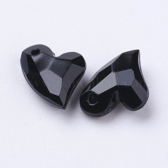 オペークアクリルチャーム  多面カット  ハート  ブラック  11x9x4mm  穴：0.5mm&nbsp;MACR-G055-11mm-01