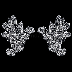 レース刺繍縫製繊維  DIYアクセサリー  花  ホワイト  355x280x0.8mm&nbsp;DIY-WH20066-005A