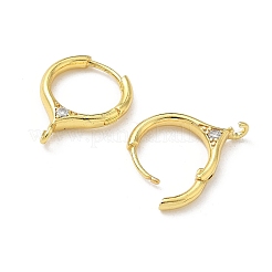 Brass Micro Pave Clear Cubic Zirconia Hoop Earring Findings&nbsp;KK-G536-02G