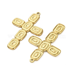 304ステンレスペンダント  イオンプレーティング（ip）  クロスチャーム  18KGP本金メッキ  48.5x30.5x2mm  穴：2mm&nbsp;STAS-Z142-11G