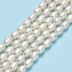 天然養殖淡水パールビーズ連売り  ライス  リネン  6~6.5x4.5~5mm  穴：0.7mm  約61~62個/連  15.55''（39.5センチメートル）&nbsp;PEAR-J006-15A-01