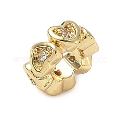 Brass Micro Pave Clear Cubic Zirconia European Beads&nbsp;ZIRC-I356-28G