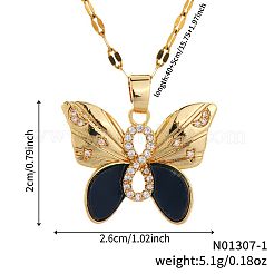 Brass Clear Cubic Zirconia Shiny Cute Cartoon Butterfly Pendant Dapped Chain Necklaces for Women&nbsp;DI0500-1