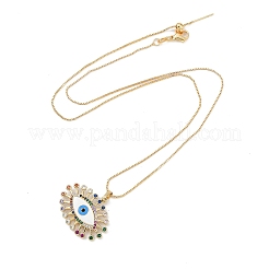 Rack Plating Brass Colorful Cubic Zirconia Eye Pendant Box Chain Necklaces&nbsp;NJEW-P317-02G