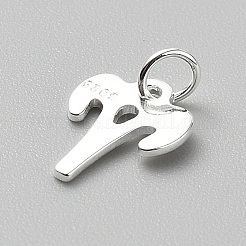 スターリングシルバーの12星座チャーム925個  銀色のメッキ  牡羊座  10x7.5~8x0.7~0.8mm  穴：2.5mm&nbsp;STER-WH0005-19S-02