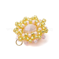 シードビーズ ビーズチャーム  花のペンダント  ラベンダーブラッシュ  18x17x7.5mm  穴：2.5mm&nbsp;PALLOY-MZ00273-01