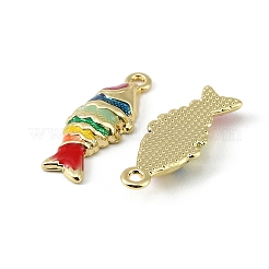 合金エナメルチャーム  魚のチャーム  長持ちメッキ  ラックめっき  ゴールドカラー  26.5x9.5x4mm  穴：1.6mm&nbsp;X-FIND-H024-10G