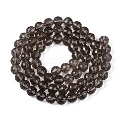 クリアガラスビーズ連売り  ファセット（96ファセット）  ラウンド  グレー  10mm  穴：1mm  約68~70個/連  60~61cm&nbsp;GLAA-R095-10mm-36