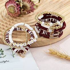 1 Set Handmade Polymer Clay Heishi Beads Stretch Bracelets Set&nbsp;BJEW-SZ0002-67B-02