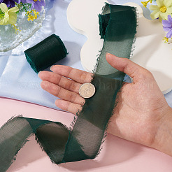 ポリエステルリボン  オーガンジーリボン  洋服アクセサリー  濃い緑  1-5/8インチ（40mm）  約5.47ヤード（5m）/ロール&nbsp;OCOR-TAC0022-05B