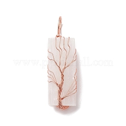 Copper Wire Wrapped Natural Selenite Big Pendants&nbsp;KK-E086-01RG