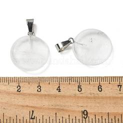 白いウォーターメロンストーンガラスチャーム  201ステンレススチール製金具付き  フラットラウンド  24x20x7mm  穴：4x7mm&nbsp;G-B127-14P-10