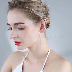 Anti-Tarnish Rhodium Plated 925 Sterling Silver Teardrop with Chain Tassel Dangle Earrings&nbsp;JE1044A