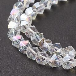 電気メッキガラスビーズセット  ABカラーメッキ  多面カット  ツイスト  クリアAB  8x8x8mm  穴：1mm&nbsp;EGLA-R031-8mm-10