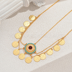 Elegant Middle Eastern Style Ramadan Zinc Alloy & Brass Coin Tassel Charm Head Women's Jewelry Chains&nbsp;FX1267