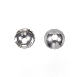 変色しにくい201ステンレススチールビーズキャップ  ラウンド  ステンレス鋼色  5x2mm  穴：1mm&nbsp;STAS-F040-20B-P