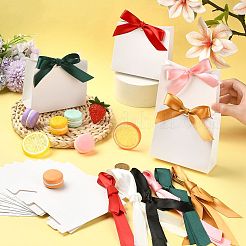 30Pcs 6 Colors White Cardboard Paper Wedding Candy Boxes with Ribbon&nbsp;CON-FS0001-26