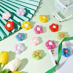 14個 7色 ウールニードルフェルトフラワークラフト  DIYの子供たちの髪とブローチのアクセサリーの装飾のために  ミックスカラー  36x36x12mm  2個/カラー&nbsp;DIY-FG0003-06