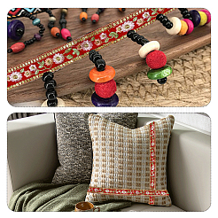 10ヤードの刺繍フラワーポリエステルリボン  洋服アクセサリー  レッド  1-5/8インチ（40mm）&nbsp;PW-WG22962-01