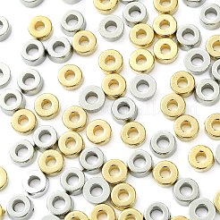 100個2色ccbプラスチックビーズ  フラットラウンド/ディスク  プラチナ＆グリーンパティーナ  6x2mm  穴：2.2mm  50個/カラー&nbsp;CCB-CJ0001-09