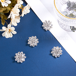 4個セット 1穴 合金製 ラインストーン シャンクボタン  服飾材料  花  クリスタル  30x29.5x11.5mm  穴：2.5mm&nbsp;BUTT-GF0003-73