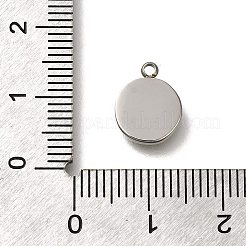 304ステンレススチールラインストーンペンダント  フラットラウンドのチャーム  プラチナ  12x9.5x2mm  穴：1.4mm&nbsp;STAS-A104-01P