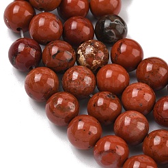 天然石レッドジャスパービーズ連売り  ラウンド  8mm  穴：1mm  約45~47個/連  15インチ&nbsp;G-K153-B19-8mm
