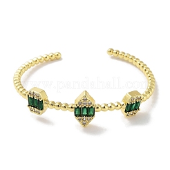 Brass Pave Clear Cubic Zirconia Open Cuff Bangles&nbsp;BJEW-Z061-06B