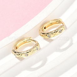 Square Brass Micro Pave Clear Cubic Zirconia Hoop Earrings&nbsp;EJEW-Z102-38G