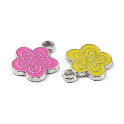 CCBプラスチックエナメルペンダント  プラチナ  花のチャーム  ミックスカラー  24x20.5x2.5mm  穴：3mm&nbsp;CCB-K009-10P