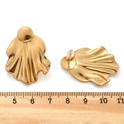 女性用304ステンレススチールスタッドピアス  葉  ゴールドカラー  35x26.5mm&nbsp;EJEW-K306-25G