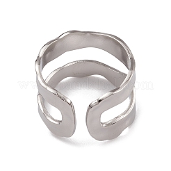 変色しない304ステンレススチールツイストウェーブオープンカフリング女性用  ステンレス鋼色  内径：17.4mm&nbsp;RJEW-G285-18P