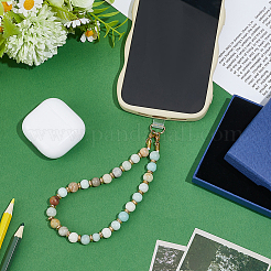 1Pc PVC & Zinc Alloy & Natural Amazonite Beads Mobile Straps&nbsp;AJEW-PH0001-50A