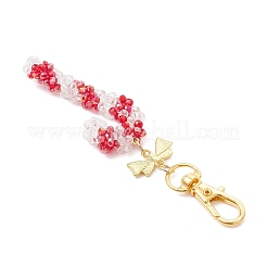 Christmas Candy Cane Glass Beaded Pendant Decorations&nbsp;HJEW-MZ00320-01