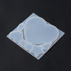 DIY シャンデリア コンポーネント リンク & コネクタ チャーム 食品グレードのシリコーン金型  レジン型  UVレジン用  エポキシ樹脂製ジュエリー  スター/ハート/オーバル  ホワイト  145x148x7mm  穴：3mm  内径：18~131x21~114x5mm&nbsp;SIMO-C003-01