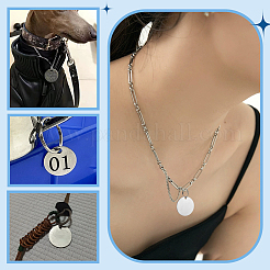 DIY 201 Stainless Steel Blank Flat Round Pendant Keychain Making Kits&nbsp;DIY-PH0029-47